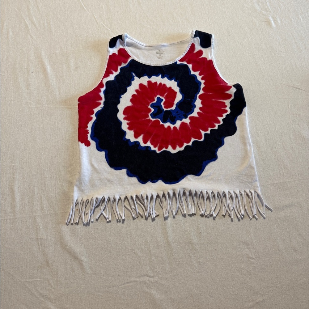 Celebrate Tie-Dye Fringe Tank Top - Red, Blue, and White Size XXL 18‎
